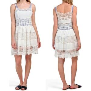 Tiare Hawaii Revolve White Embroidered Cut Out Lace Mini Dress Small Medium